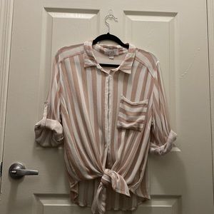 Pink Striped Women’s Button up